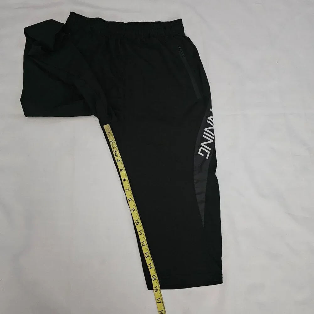 Men's Black Quick Dry Zippered Pockets Cropped Running Jogging Pants Size Small - Picture 8 of 12